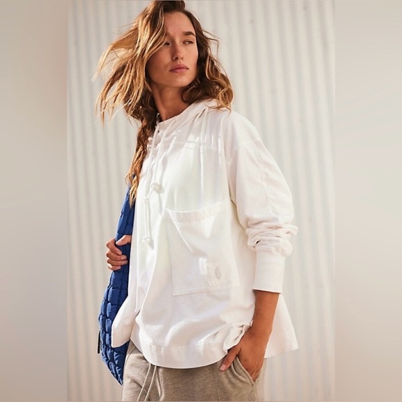 Free People Tops - ▪️Free People Hot Shot Hooded Layer in White